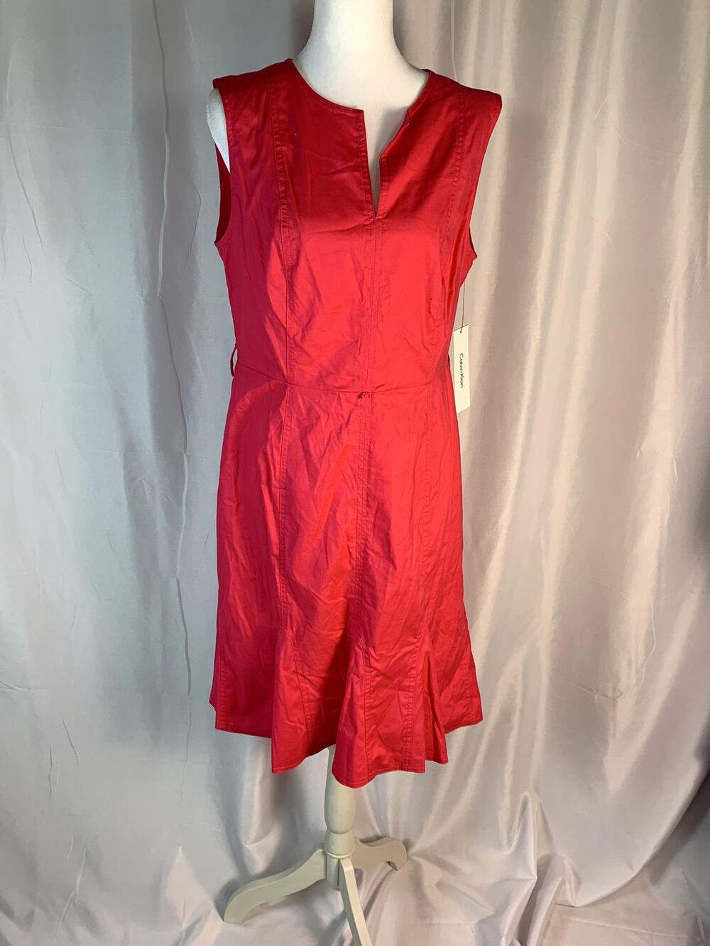 Calvin Klein Womens Sleeveless Belted Sheath Dress Rosebud Pink Size 10 NWT